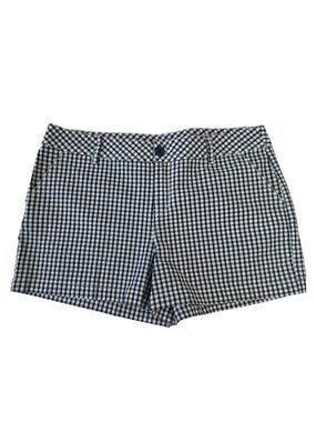 Maurices Women SZ 13/14 Navy Blue Plaid Chino Short Mid Rise Summer Casual